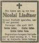 Nicolai Lindner (1852-1917) - Dødsannonse i 1ste Mai den 14. april 1917
