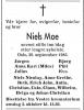 Niels Moe (1900-1983) - Dødsannonse i Aftenposten den 30. september 1983 Niels Moe (1900-1983) - Dødsannonse i Aftenposten den 30. september 1983