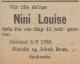 Nini Louise Brun (1922-1923) - Dødsannonse i Østlendingen den 6. mars 1923