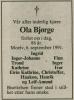 Ola Bjørge (1905-1991) - Dødsannonse i Hamar Arbeiderblad den 7. september 1991