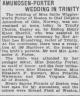 Olaf Gustav Delphin Amundsen (1901-1973) and Sarah Wigglesworth Porter (1906-) - Wedding in Trinity Church Boston (The Boston Globe, Boston, Massachusetts 16 May 1931, Sat) Olaf Gustav Delphin Amundsen (1901-1973) and Sarah Wigglesworth Porter (1906-) - Wedding in Trinity Church Boston (The Boston Globe, Boston, Massachusetts 16 May 1931, Sat)