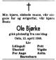 Ole Bjørke (1905-1988) - Dødsannonse i Aftenposten, onsdag 13. april 1988