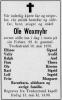Ole Guttormsen Woxmyhr (1878-1970) - Dødsannonse i Tvedestrandsposten den 13. mai 1970