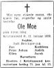 Ole Moe (1894-1958) - Dødsannonse i Aftenposten den 24. januar 1958