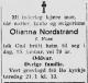Oleanna Nordstrand, født Foss (1891-1971) - Dødsannonse i Firda, torsdag 2. juli 1970 Oleanna Nordstrand, født Foss (1891-1971) - Dødsannonse i Firda, torsdag 2. juli 1970