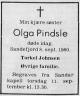 Olga Margarethe Pindsle, født Johnsen (1903-1980) - Dødsannonse i Sandefjords Blad den 9. september 1980