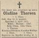 Olufine Thorsen, født Olsen (1862-1931) - Dødsannonse i Egersundsposten, tirsdag 7. april 1931