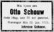 Otto Schouw (1892-1924) - Dødsannonse i Stavanger Aftenblad den 23. januar 1924