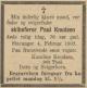 Paul Knudsen (1830-1907) - Dødsannonse i Stavanger Aftenblad, fredag 8. februar 1907