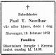 Paul Theil Nordbø (1902-1972) - Dødsannonse i Stavanger Aftenblad, mandag 21. februar 1972 Paul Theil Nordbø (1902-1972) - Dødsannonse i Stavanger Aftenblad, mandag 21. februar 1972