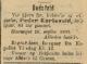 Peder Kartevold (1816-1901) - Dødsannonse i Stavanger Aftenblad den 30. september 1901