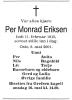 Per Monrad Eriksen (1915-2001) - Dødsannonse i Aftenposten, torsdag 10. mai 2001