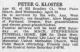 Peter George Kloster (1897-1980) - Death Notice in The Palm Beach Post on the 26th of April 1980
