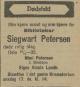 Peter Siegwart Blumenthal Petersen (1867-1932) - Dødsannonse i Morgenbladet den 15. august 1932 Peter Siegwart Blumenthal Petersen (1867-1932) - Dødsannonse i Morgenbladet den 15. august 1932