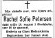 Rachel Sofie Petersen, født Teuchel (1875-1964) - Dødsannonse i Aftenposten den 26. august 1964