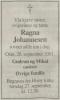 Ragna Johansen (1912-2001) - Dødsannonse i Agderposten, mandag 24. september 2001