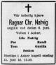 Ragnar Christian Natvig (1912-1967) - Dødsannonse i Asker og Bærums budstikke, mandag 9. juni 1969