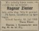Ragnar Ziener (1854-1928) - Dødsannonse i Tidens Tegn den 28. juli 1928