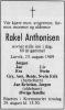 Rakel Anthonisen, født Johansen (1900-1989) - Dødsannonse i Østlands-Posten den 24. august 1989 Rakel Anthonisen, født Johansen (1900-1989) - Dødsannonse i Østlands-Posten den 24. august 1989