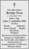 Reidar Foss (1915-2004) - Dødsannonse i Drammens tidende den 9. september 2004