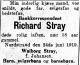 Richard Stray (1861-1919) - Dødsannonse i Aftenposten den 27. juni 1919