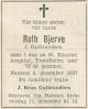 Ruth Bjerve, født Gulbrandsen (1884-1957) - Dødsannonse i Namdal Arbeiderblad, lørdag 7. desember 1957