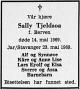 Sally Fjeldsaa, født Berven (1893-1969) - Dødsannonse i Stavanger aftenblad, fredag 23. mai 1969