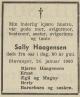 Sally Haagensen, født Andreassen (1899-1960) - Dødsannonse i Rogalands Avis, mandag 25. januar 1960 Sally Haagensen, født Andreassen (1899-1960) - Dødsannonse i Rogalands Avis, mandag 25. januar 1960