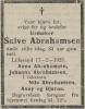Salve Abrahamsen (1842-1925) - Dødsannonse i Lillesands-Posten den 20. februar 1925