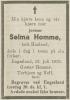 Selma Homme, født Haaland (1894-1939) - Dødsannonse i Fædrelandsvennen, lørdag 15. juli 1939