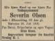 Severin Olsen (1844-1910) - Dødsannonse i Agderposten, mandag 1. august 1910