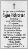 Signe Halvorsen, født Røkeberrg (1919-2001) - Dødsannonse i Drammens tidende, fredag 7. september 2001.jpg Signe Halvorsen, født Røkeberrg (1919-2001) - Dødsannonse i Drammens tidende, fredag 7. september 2001.jpg