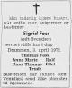 Sigrid Foss, født Svendsen (1904-1972) - Dødsannonse i Drammens Tidende og Buskeruds Blad den 7. april 1972