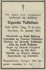 Sigurda Jorina Tollefsen, født Hegdal (1884-1962) - Dødsannonse i Rogalands Avis, fredag 26. januar 1962.jpg Sigurda Jorina Tollefsen, født Hegdal (1884-1962) - Dødsannonse i Rogalands Avis, fredag 26. januar 1962.jpg