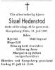 Sissel Hedenstad (1940-1987) - Dødsannonse i Aftenposten den 15. juli 1987