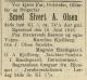 Siver Andreas Olsen (1842-1916) - Dødsannonse i Egersundsposten, tirsdag 20. juni 1916 Siver Andreas Olsen (1842-1916) - Dødsannonse i Egersundsposten, tirsdag 20. juni 1916