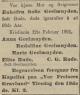 Sofie Geelmuyden, født Rude (1812-1901) - Dødsannonse i Buskeruds Blad, søndag 17. februar 1901 Sofie Geelmuyden, født Rude (1812-1901) - Dødsannonse i Buskeruds Blad, søndag 17. februar 1901