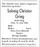 Solveig Beda Fredriksen, Solveig Christov (1918-1984) - Dødsannonse i Aftenposten, tirsdag 22. mai 1984