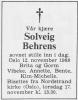 Solveig Behrens, født Rude (1898-1988) - Dødsannonse i Fædrelandsvennen, onsdag 16. november 1988