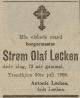 Strøm Olaf Løchen (1848-1920) - Dødsannonse i Dagsposten (Trondheim 1877-1945), fredag 30. juli 1920