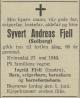 Syvert Andreas Fjell (Solberg, 1860-1940) - Dødsannonse i Agder den 27. mai 1940