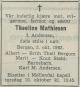 Theoline Olivia Mathiesen, født Andersen (1877-1963) - Dødsannonse i Bergens tidende, onsdag 9. oktober 1963