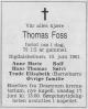 Thomas Foss (1905-1981) - Dødsannonse i Drammens Tidende og Buskeruds Blad den 13. juni 1981