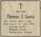 Thomas Julius Lootz (1890-1961) - Dødsannonse i Fædrelandsvennen den 17. oktober 1961