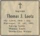Thomas Julius Lootz (1890-1961) - Dødsannonse i Fædrelandsvennen den 17. oktober 1961 Thomas Julius Lootz (1890-1961) - Dødsannonse i Fædrelandsvennen den 17. oktober 1961