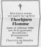 Thorbjørn Homme (1928-1988) - Dødsannonse i Fædrelandsvennen, mandag 15. februar 1988