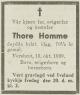 Thore Fredriksen Homme (1869-1939) - Dødsannonse i Fædrelandsvennen den 14. oktober 1939