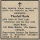 Thorleif Rude (1883-1948) - Dødsannonse i Buskeruds Blad, torsdag 27. mai 1948