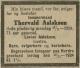 Thorvald Aslaksen (1853-1924) - Dødsannonse i Christiania Nyheds- og Avertissementsblad den 21. november 1924