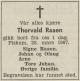 Thorvald Raaen (1887-1969) - Dødsannonse i Drammens Tidende og Buskeruds Blad den 1. april 1967